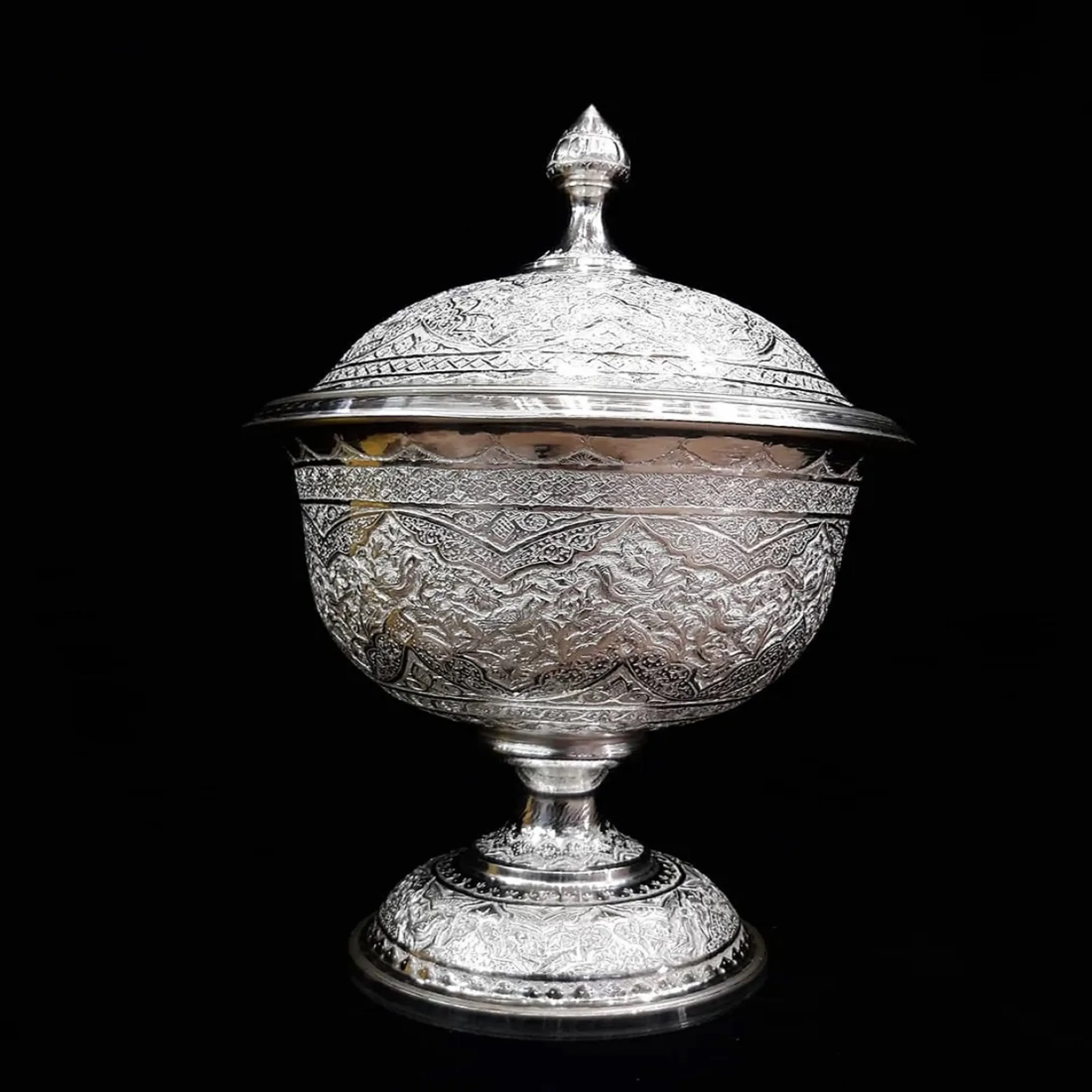 کاپ سه تیکه قلم گل مرغ اعلاء اب نقره کاپ سه تیکه قلم گل مرغ اعلاء اب نقره